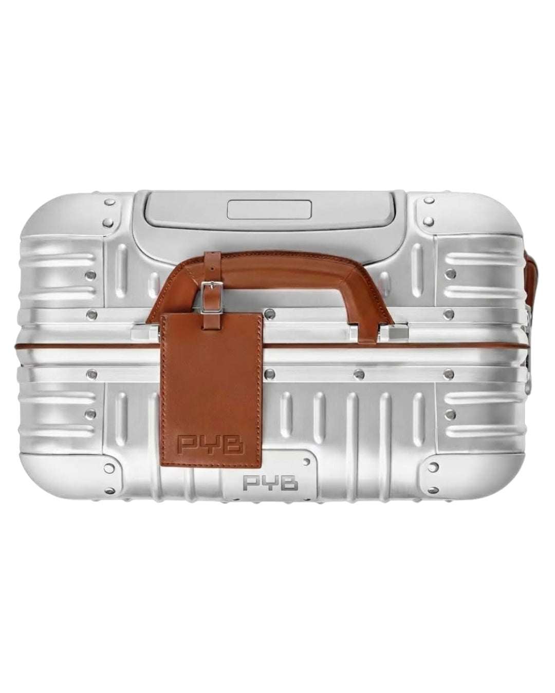 Autograph Pro - Silver 20" Aluminium Cabin Bag with Brown Handle