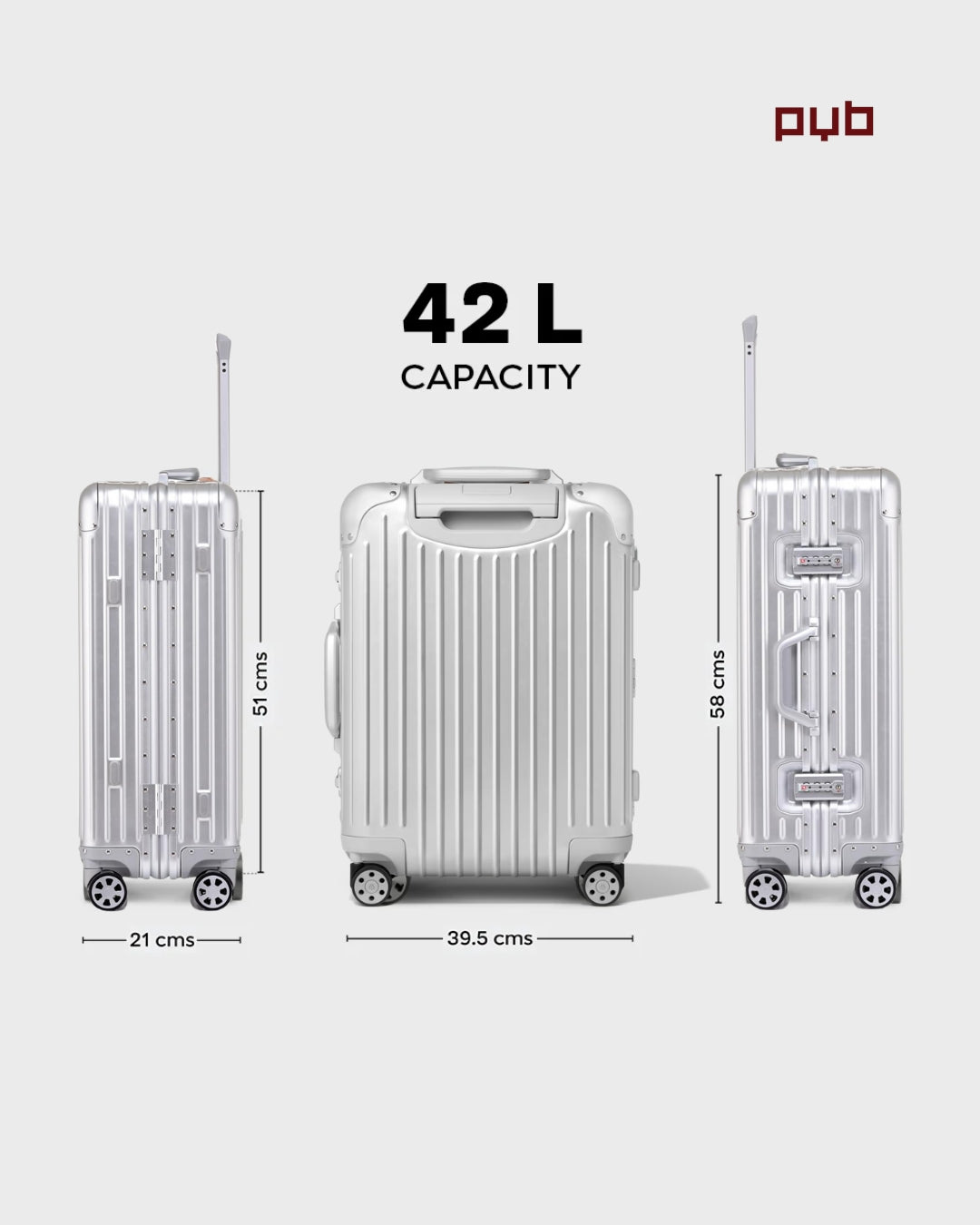 PYB (Pack Your Bags): Autograph_Cabin_Aluminium_42L_capacity