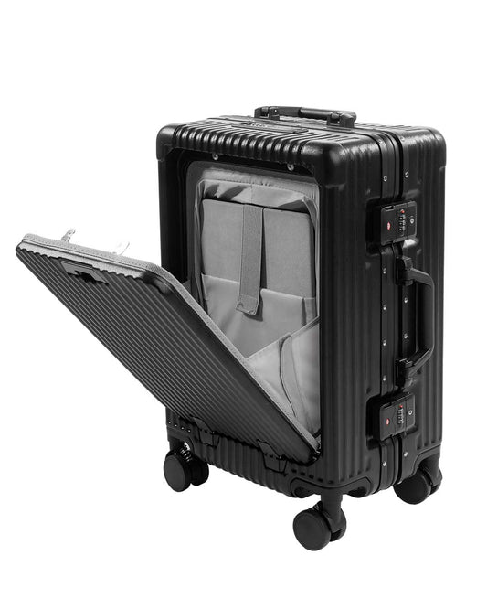 Quest Aluminium Trolley Bag - Black 20" Cabin