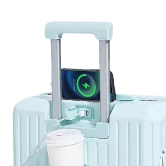 vogue_lite_blue_pc_cabin_20Inch_back_Cupholder_usb- pack your bags - Multifunctional Trolley Bags