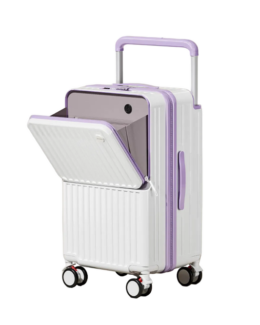 Spinner Trolley Bag - White Purple 20" Cabin