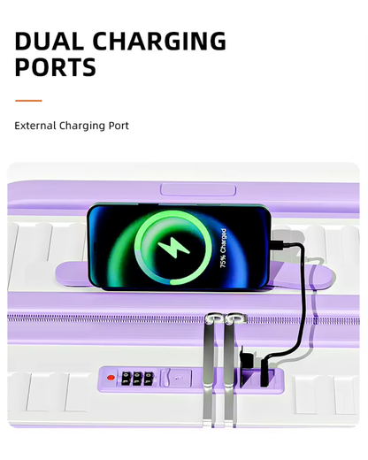 Spinner Trolley Bag - White Purple 20" Cabin