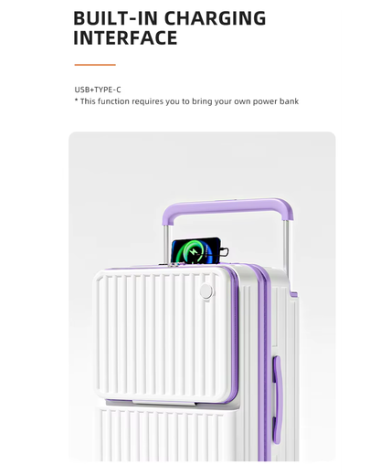 Spinner Trolley Bag - White Purple 20" Cabin
