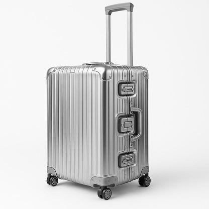 Silver Zipperless Signature 100% Aluminium Trunk Trolley under 20K - Trending in India