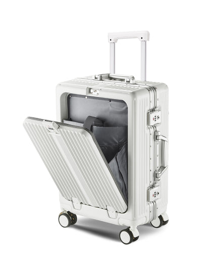 Quest Aluminium Trolley Bag - White 20" Cabin