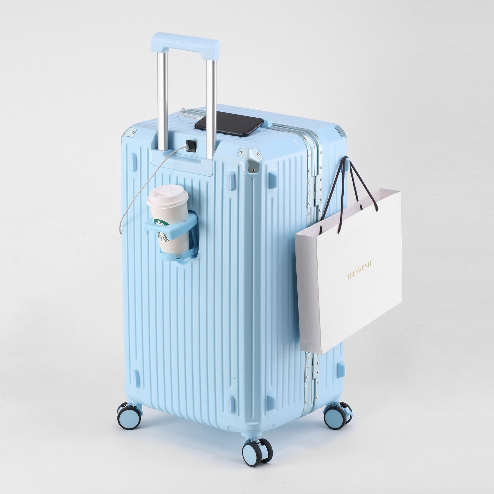 Trending vogue lite blue pc cabin aluminium suitcase bags in India
